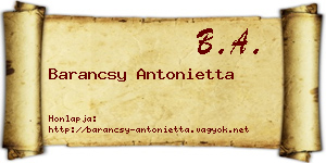 Barancsy Antonietta névjegykártya